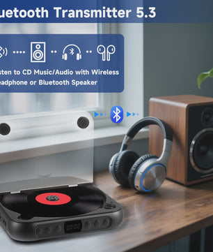 Draagbare CD Speler met Bluetooth 5.3, Oplaadbaar, Ingebouwde HiFi Speakers & USB