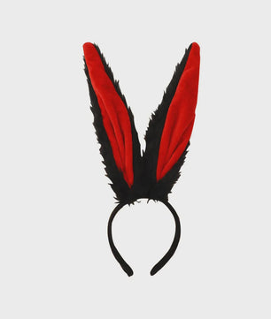 Pluche Konijnenoren Diadeem - Grijs met Roze - Feest & Cosplay Accessoire voor Dames