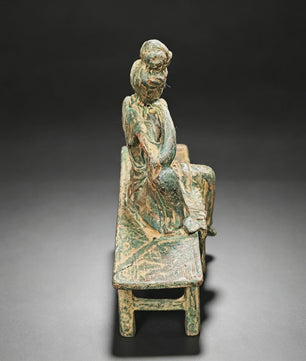 Antieke Guanyin Buddha Zittend op Bankje - Tibetaans Boeddhisme Beeld