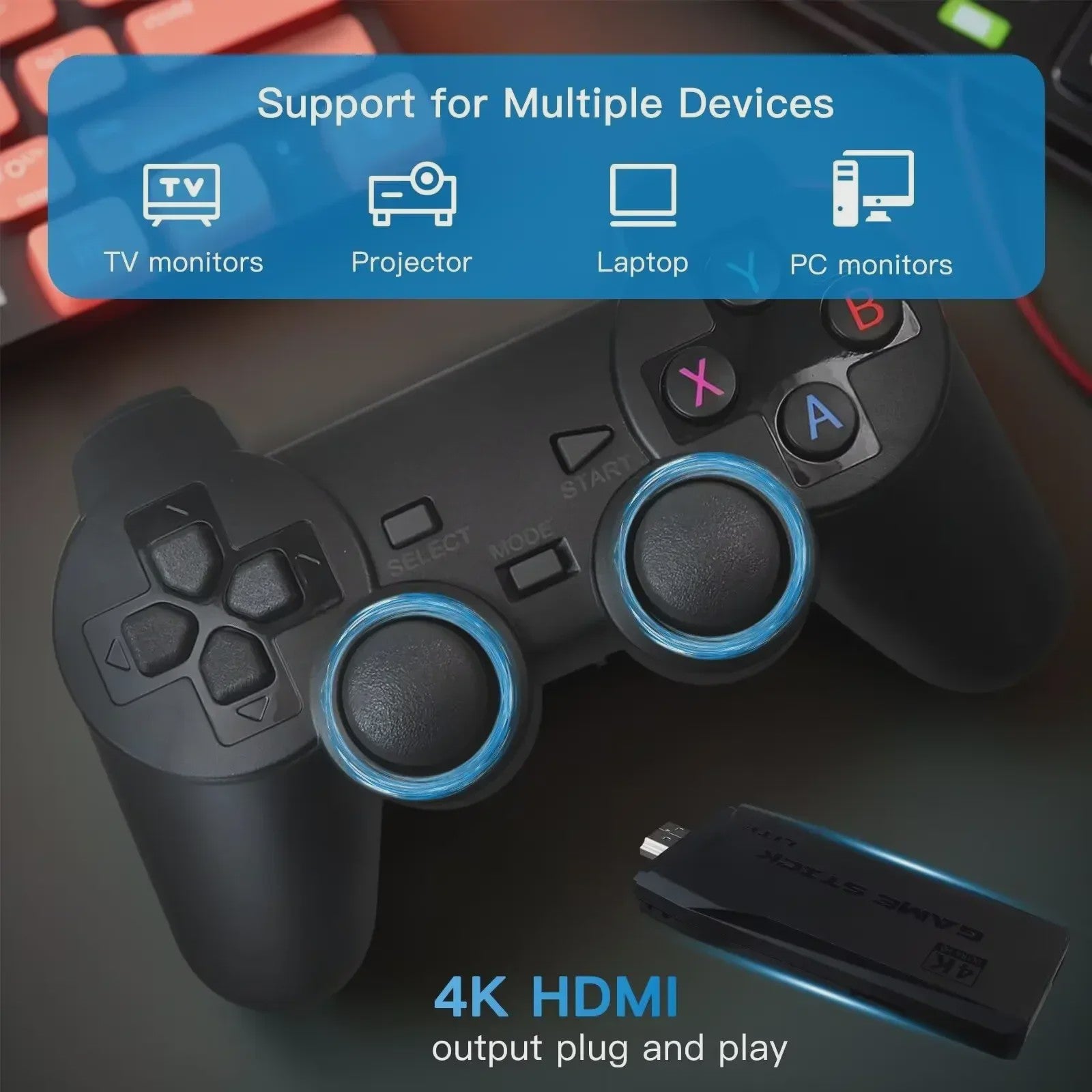 Retro Game Console M8 Stick: 20000+ Klassieke Games, 4K HD, 2 Draadloze Controllers