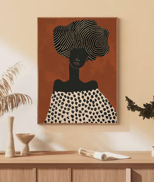 Abstract Afrikaanse Vrouwen Poster Canvas Schilderij - Etnisch Hedendaags Woondecoratie