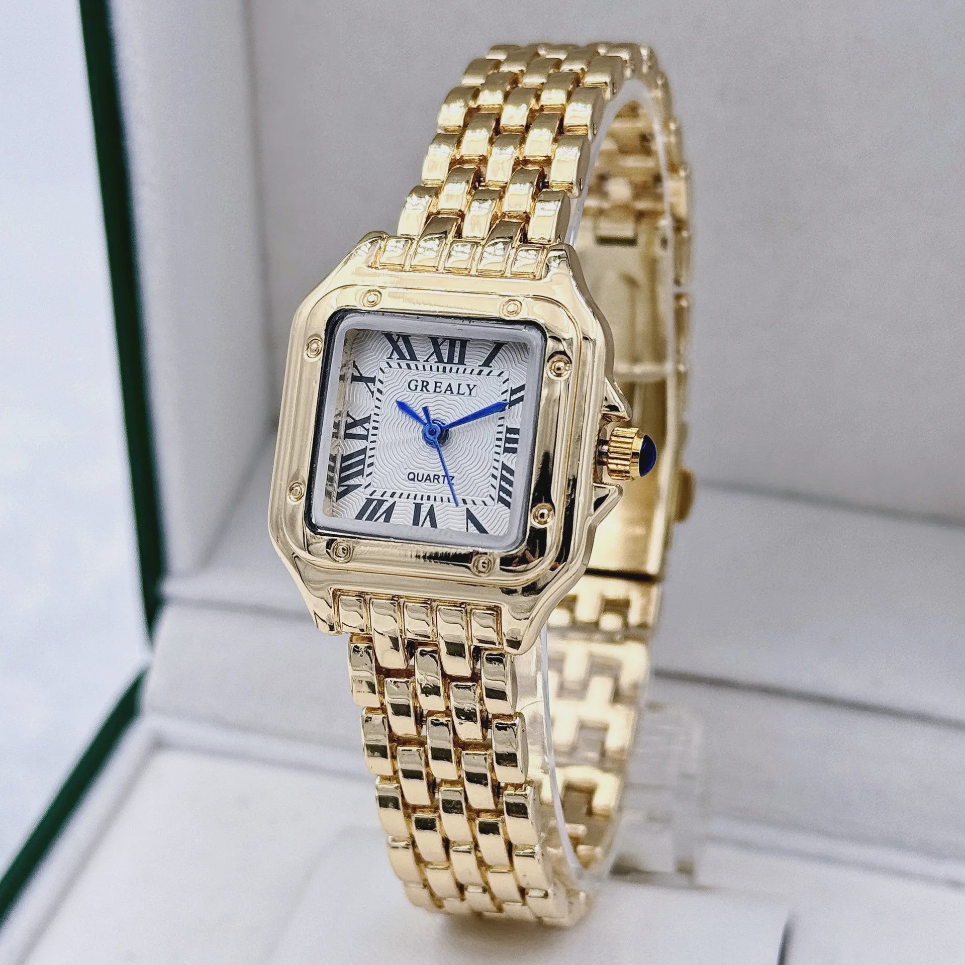 Luxe Gouden Roestvrij Staal Dameshorloge - Elegant Zakelijk Mode Accessoire