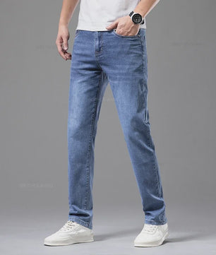 Herfst/Lente Heren Jeans - Comfortabele Stretch Katoen, Recht Model, Grijs