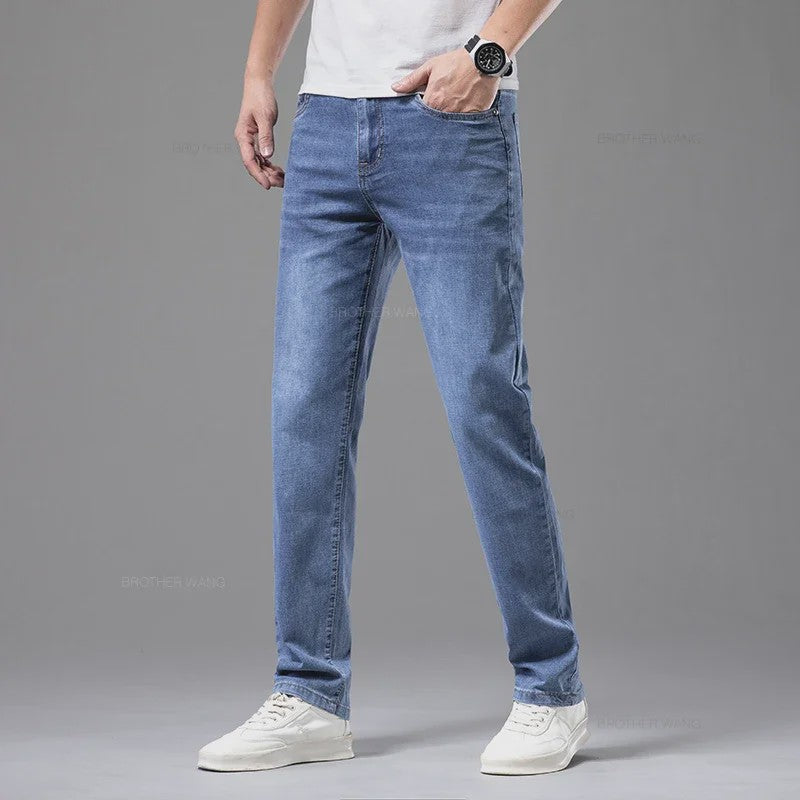 Herfst/Lente Heren Jeans - Comfortabele Stretch Katoen, Recht Model, Grijs
