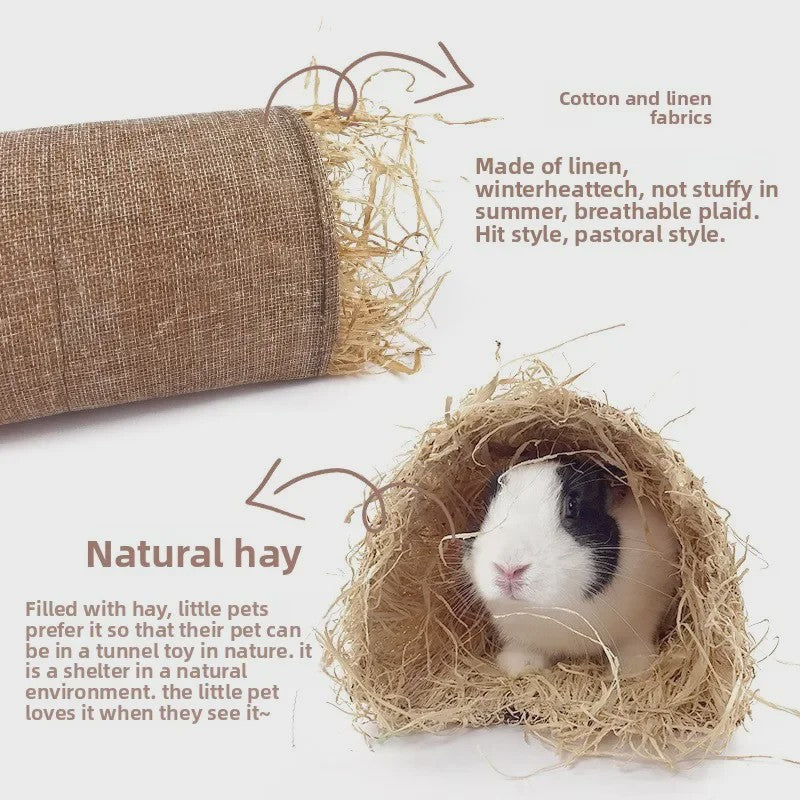 Natuurlijke Gras Tunnel Nest voor Konijnen, Cavia's & Chinchilla's - Speelgoed & Schuilplaats