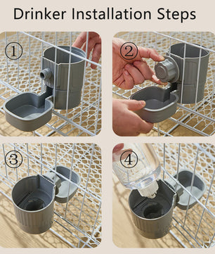 Automatische Dierenvoeder en Waterdispenser voor Kooi - Ideaal voor Hond, Kat, Konijn