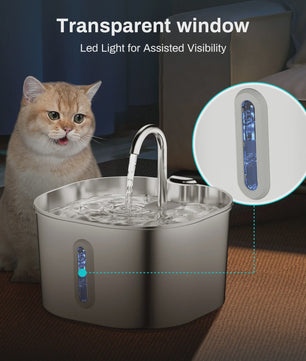 Automatische RVS Katten Drinkfontein 2.2L - Stille Waterdispenser voor Hond & Kat