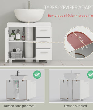 Badmeubel Onderbouw met 3 Lades en Soft-Close Deur