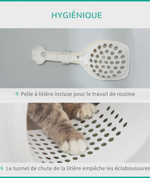 PawHut Gesloten Kattenbak met Deksel en Schep - Wit