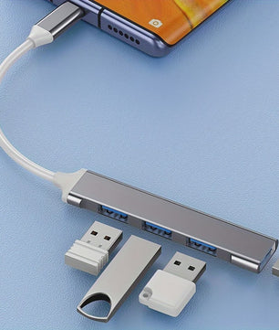USB-C Hub 4-Poorts Multi-Splitter met OTG Functie voor Laptops en Smartphones