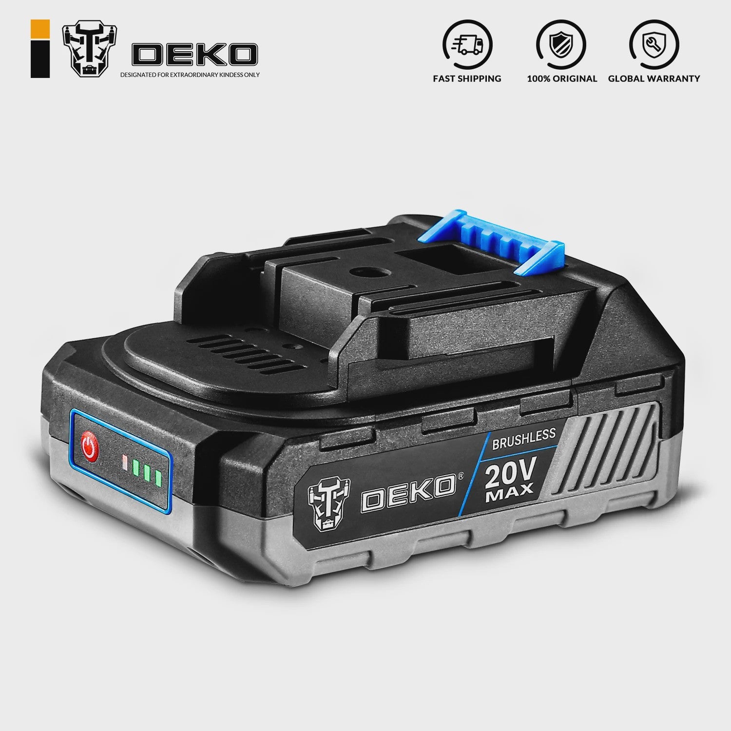 DEKO 20V Accu 1500mAh Li-ion - Snel Laden & Veilig voor Elektrisch Gereedschap