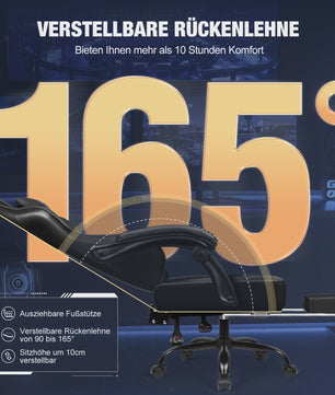 Ergonomische Gaming Stoel met Voetensteun, Hoofd- en Lendesteun | Max 150kg