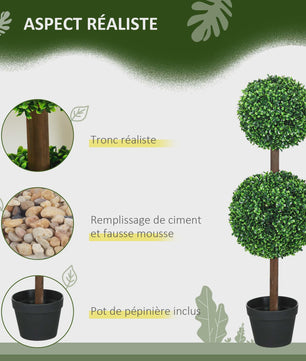 Set van 2 Kunstplanten Buxus Bolvorm 90cm Hoog - Realistisch & Onderhoudsvrij