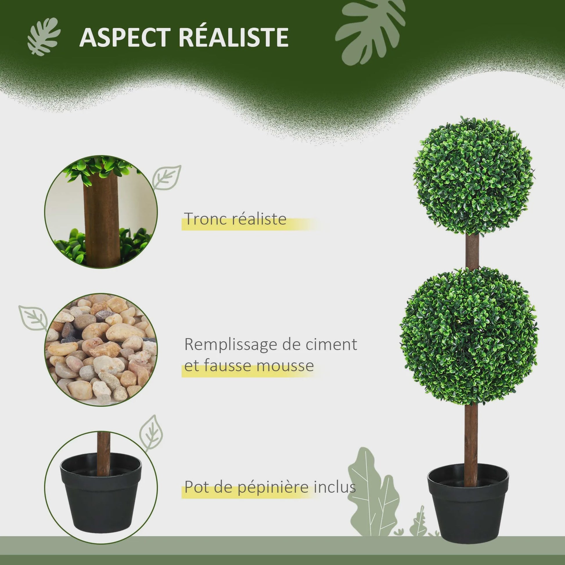 Set van 2 Kunstplanten Buxus Bolvorm 90cm Hoog - Realistisch & Onderhoudsvrij
