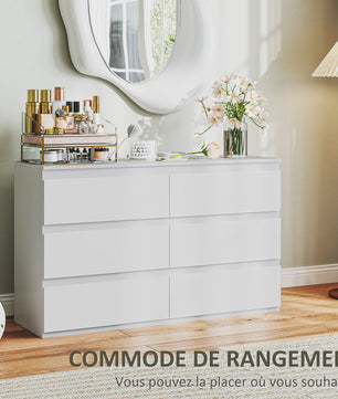 Moderne Commode met 6 Lades - Stijlvolle Slaapkamer Opbergkast (120x39x75 cm)