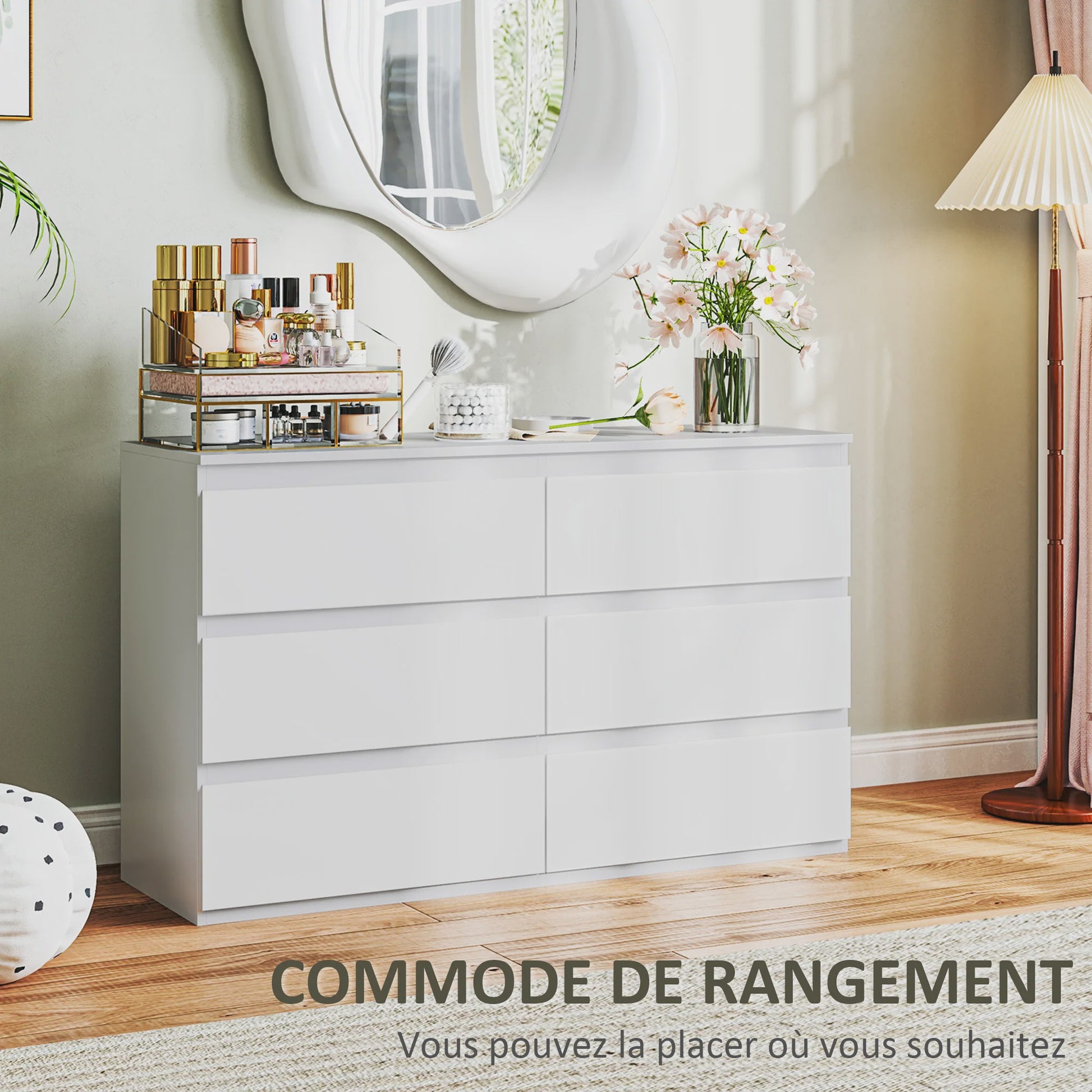 Moderne Commode met 6 Lades - Stijlvolle Slaapkamer Opbergkast (120x39x75 cm)