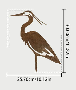 Roestkleurige Metalen Reiger Tuinbeeld - Stijlvolle Vogel Sculptuur voor Buiten