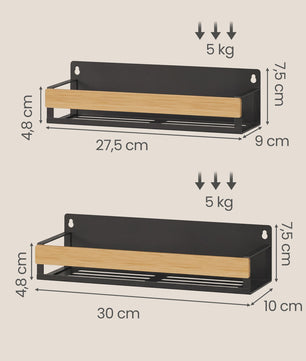 4-delige Bamboe Kruidenrek Set voor Wandmontage - Keuken Organizer