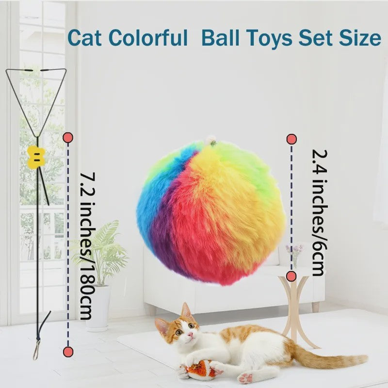 Interactief Katten Speeltje met Kleurrijke Ballen - Deurhanger voor Eindeloos Plezier