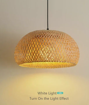 Bamboe Hanglamp 38/45cm - Handgeweven Rotan Lantaarn met E27 Fitting