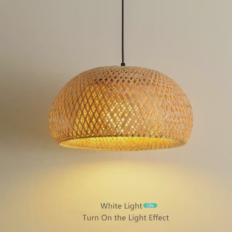 Bamboe Hanglamp 38/45cm - Handgeweven Rotan Lantaarn met E27 Fitting