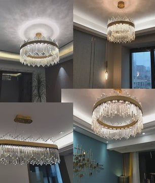 Moderne Kristallen Plafond Hanglamp Goud - Luxe Verlichting voor Woonkamer & Eettafel
