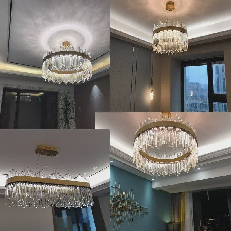Moderne Kristallen Plafond Hanglamp Goud - Luxe Verlichting voor Woonkamer & Eettafel