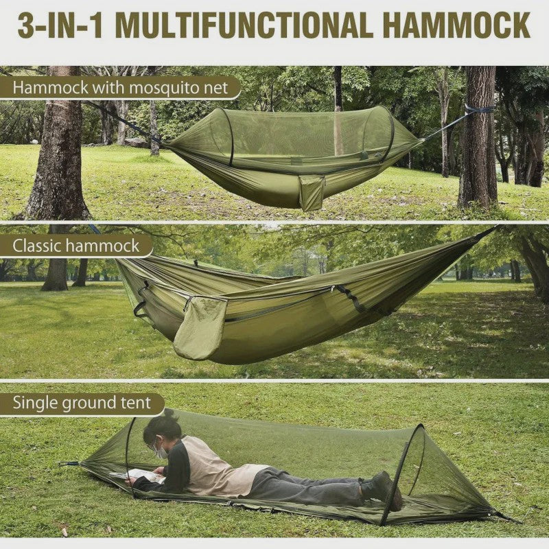 2-in-1 Camping Hangmat met Muggennet - Ultralicht Parachute Nylon