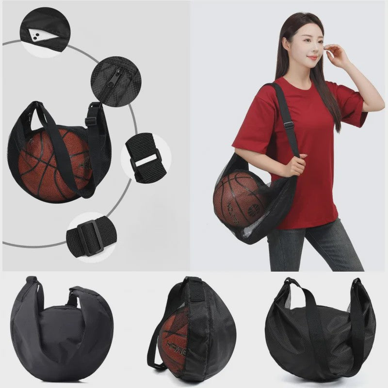 Sportbal Tas Mesh - Crossbody Balhouder voor Basketbal, Voetbal, Volleybal