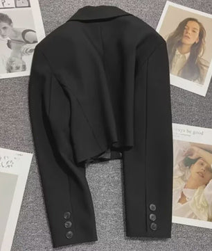 Chique Zwarte Cropped Blazer voor Dames - Trendy en Veelzijdig Jasje