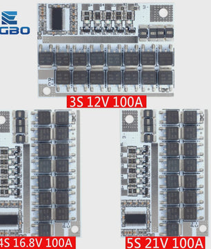 100A BMS Beschermingsbord voor 3S/4S/5S Li-ion Batterijen (12.6V-21V)