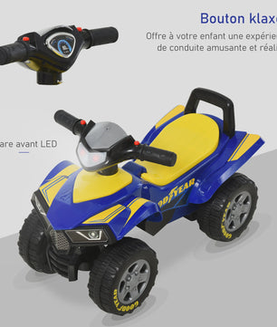 Kinder Quad Loopauto met Licht en Geluid - Blauw/Geel (18-36 maanden)