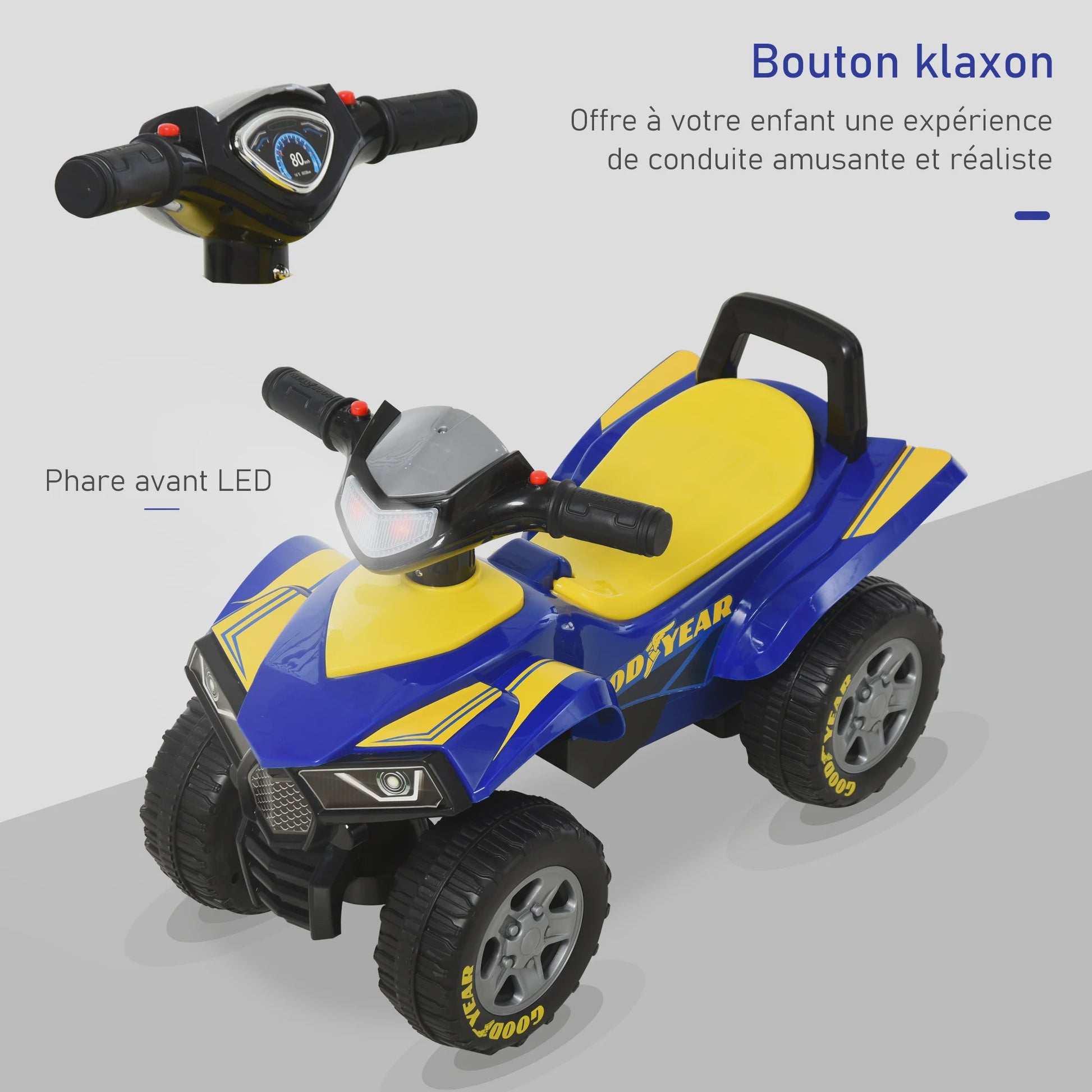 Kinder Quad Loopauto met Licht en Geluid - Blauw/Geel (18-36 maanden)