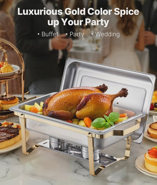 4-delige RVS Chafing Dish Set - 8 Qt Buffet Warmhoudbakken voor Catering & Feesten