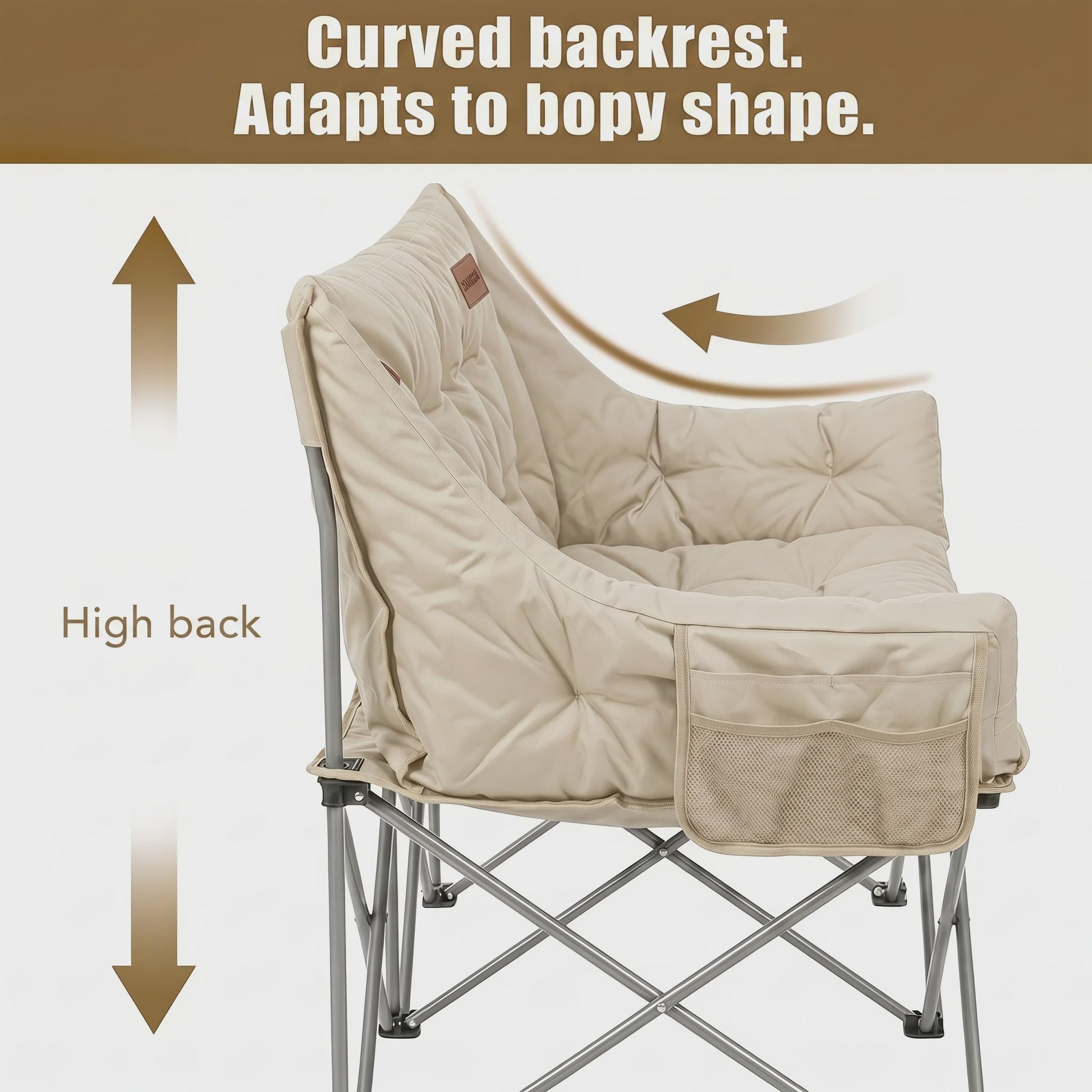 Dubbele Camping Sofa Stoel - Opvouwbaar 2 Persoons Outdoor Loveseat met Dikke Vulling & Stevig Frame