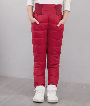 Warme Kinder Ski Broek - Waterdicht & Katoen Gevuld - Hoge Taille