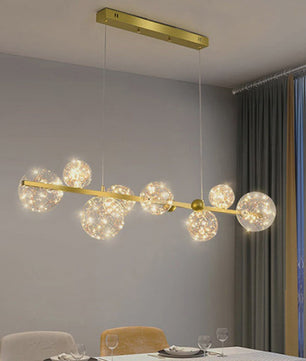 Moderne LED Hanglamp met Kristallen Bollen - Stijlvolle Plafondlamp voor Eetkamer