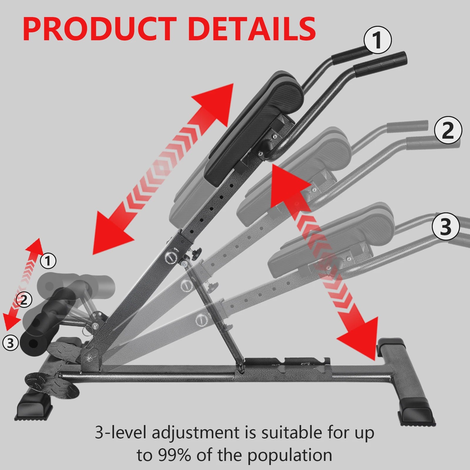 Opvouwbare Romeinse Bank - Back Trainer & Abdominal Trainer voor Krachttraining