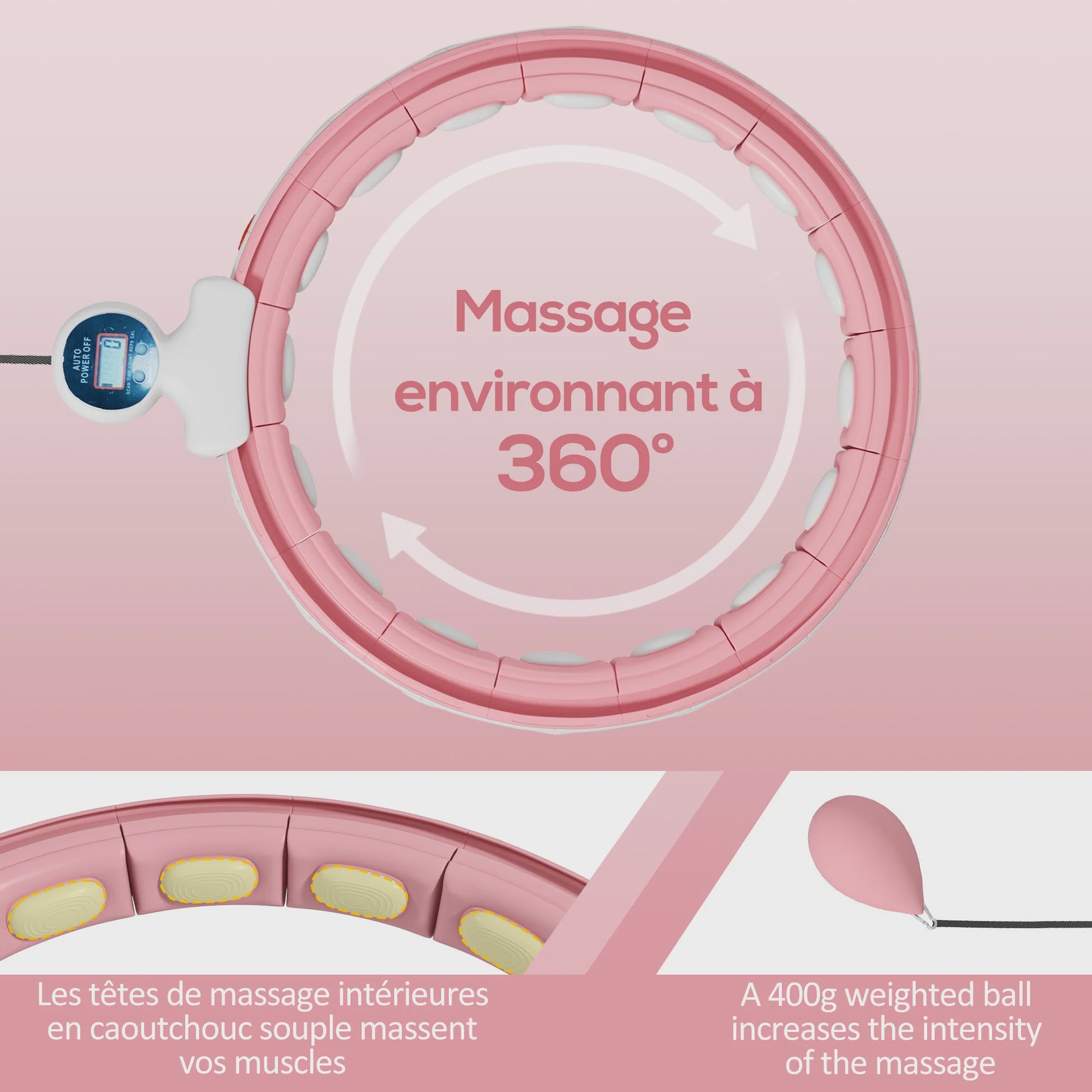 Verstelbare Fitness Hula Hoop met Massagepunten en Digitale Teller - 16 Segmenten