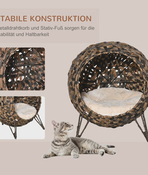 Ronde Rotan Kattenmand met Kussen - Stijlvol en Comfortabel Huisje