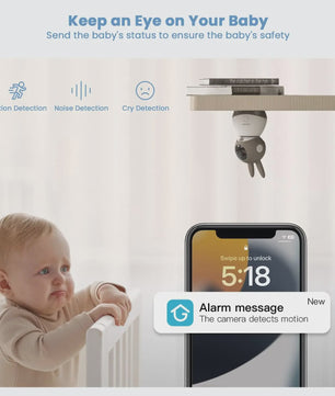 IeGeek 2K WiFi Babyfoon met 5" Split Screen, 360° PTZ Camera, Nachtzicht & App Bediening