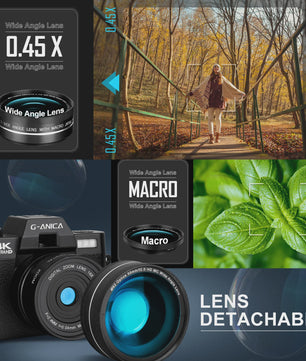 4K Digitale Camera 48MP met Groothoek & Macro Lens - Ideaal voor Vloggers en Beginners