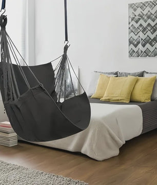 Luxe Hangstoel van Canvas - Comfortabele Schommelstoel voor Binnen & Buiten met Opbergzak