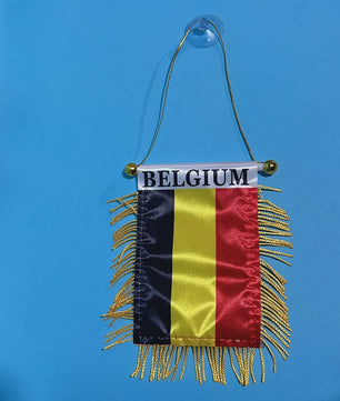 Belgische Mini Vlag voor Auto Raam - 8x12cm Polyester, Dubbelzijdig Bedrukt