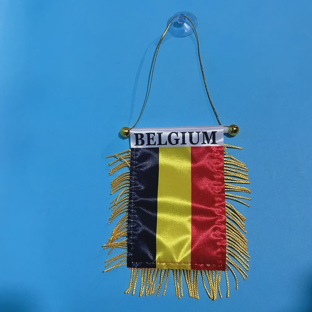 Belgische Mini Vlag voor Auto Raam - 8x12cm Polyester, Dubbelzijdig Bedrukt