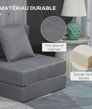 HOMCOM 1-Persoons Fauteuil Bed - Verstelbare Stoel met Afneembaar Kussen