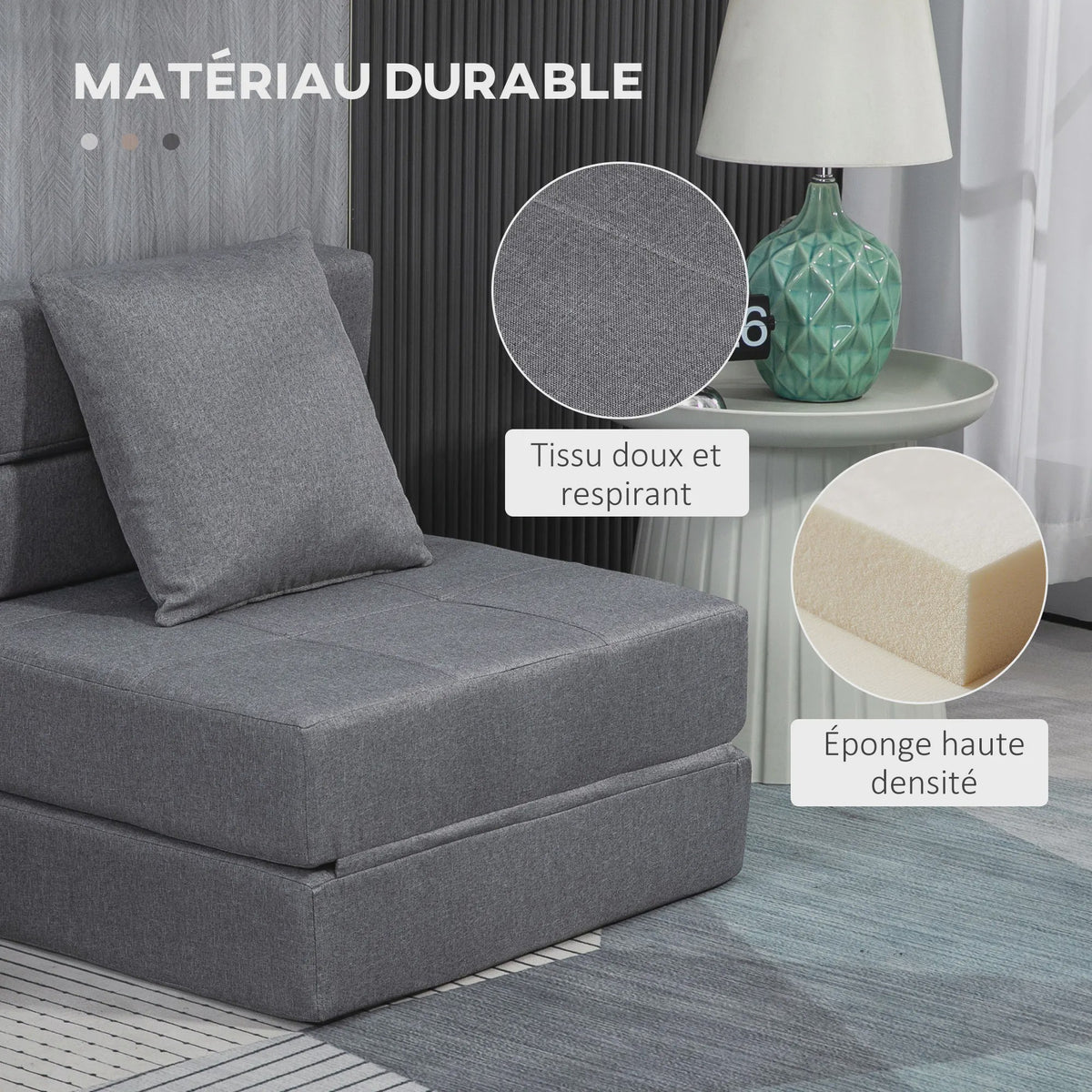HOMCOM 1-Persoons Fauteuil Bed - Verstelbare Stoel met Afneembaar Kussen
