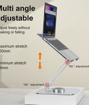 Verstelbare Aluminium Laptopstandaard met 360° Rotatie & Anti-slip Basis - Ideaal voor Laptop, Tablet & Monitor