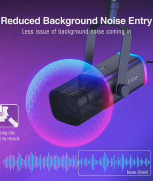 FIFINE AM8T XLR/USB Microfoon Kit met Armatuur, Mute, RGB & Hoofdtelefoonaansluiting - Gaming & Streaming