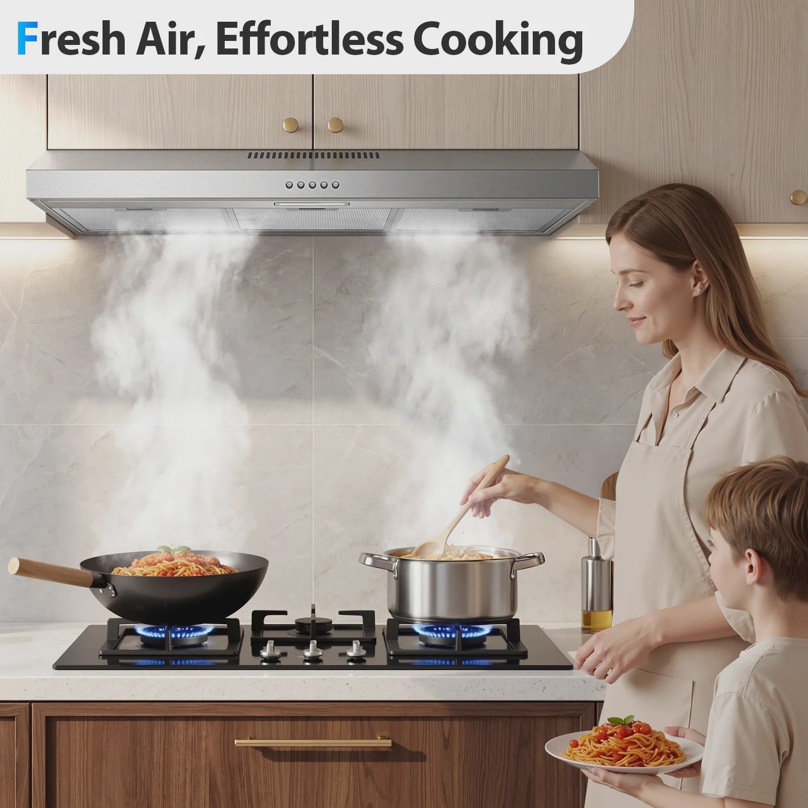 TopStrong 90cm Afzuigkap Onderbouw: Krachtige 201 m³/h Afzuiging, Energieklasse A